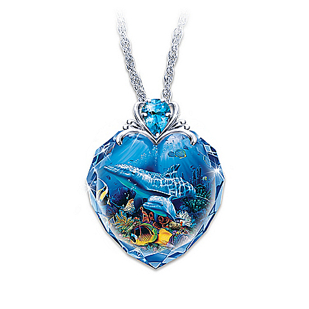 Dolphin Art Pendant Necklace: Crystal Cove