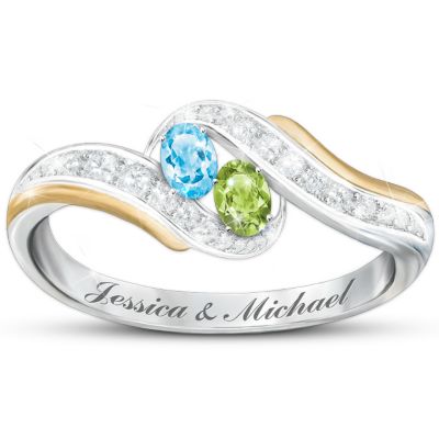 Personalized Birthstone Couples Ring: True Love Couples