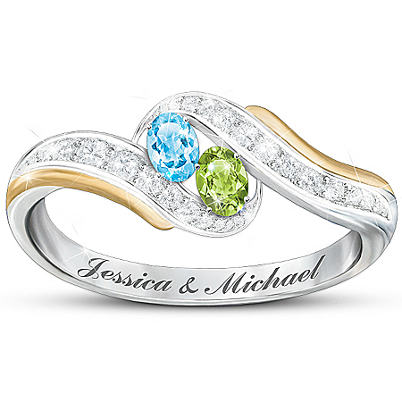 Personalized Birthstone Couples Ring: True Love Couples