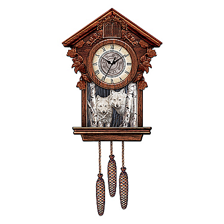 Wolf Art Cuckoo Clock: Timeless Encounter
