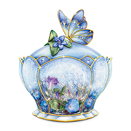 Butterfly Floral Art Heirloom Porcelain Music Box: Whispering Wings