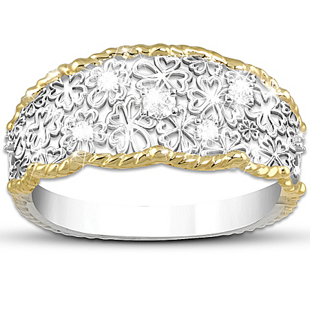 Floral Lace Diamond Eternity Ring