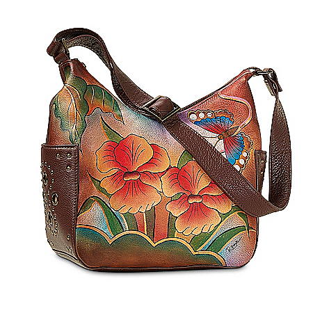 Orchid Sunset Hand-Painted Leather Purse