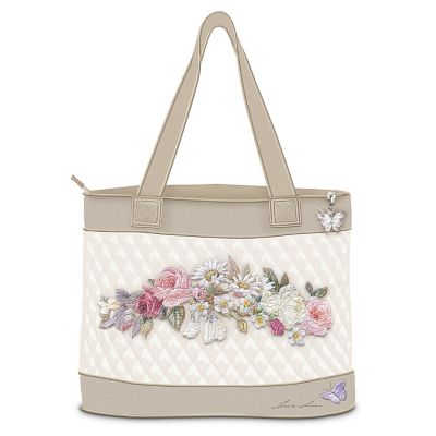 Lena Liu Floral Art Embroidered Tote Bag: Garden Perfection