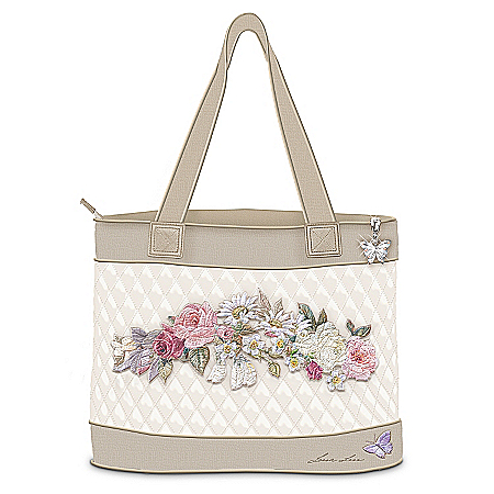 Lena Liu Floral Art Embroidered Tote Bag: Garden Perfection