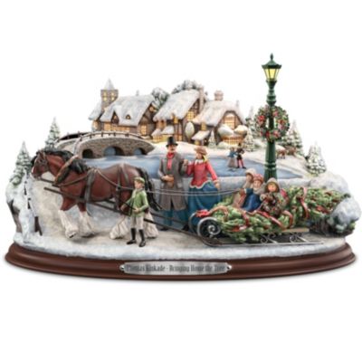 Sculpture: Thomas Kinkade Bringing Home The Tree Sculpture