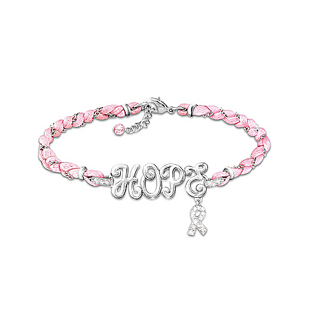 Breast Cancer Awareness Swarovski Crystal Bracelet: Everlasting Hope