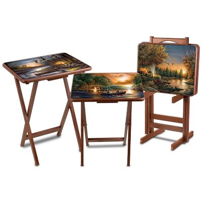 Terry Redlin Artistic Tray Tables Set: Rustic Retreats