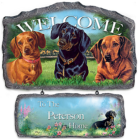 Lovable Dachshunds Personalized Welcome Sign Wall Decor