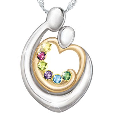 Personalized Birthstone Pendant Necklace: Our Family's Loving Embrace