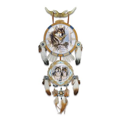 Wolf Art Native American-Inspired Wall Clock: Timeless Spirits