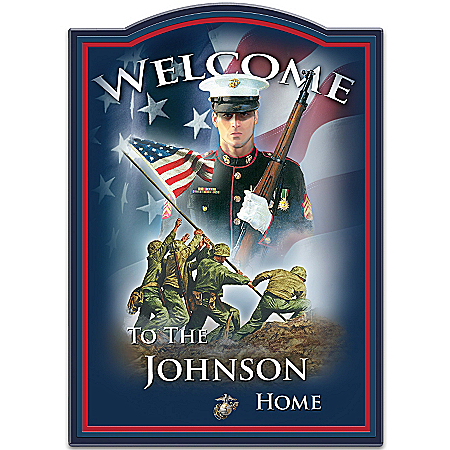 USMC Personalized Welcome Sign Wall Decor: Hero's Welcome