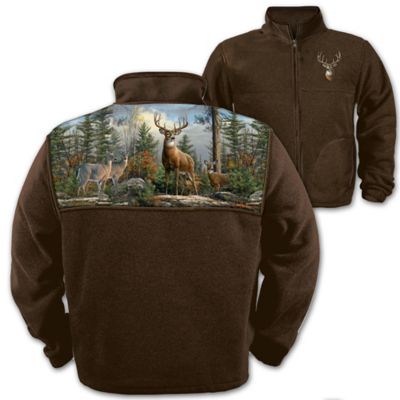 Deer Art Men's Fleece Jacket: Forest King