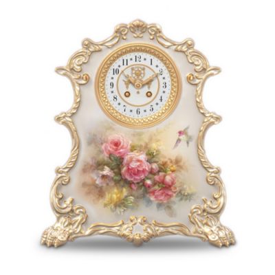 Lena Liu Roses Heirloom Porcelain Tabletop Clock