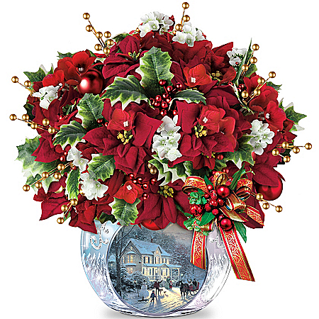 Table Centerpiece: Thomas Kinkade Bringing Holiday Cheer Table Centerpiece