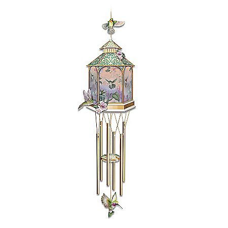 Hummingbird Art Hanging Indoor Chime Sculpture: Garden Whispers