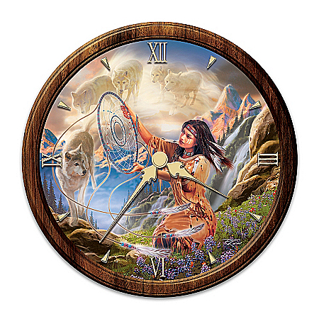 Native American-Inspired Stained Glass Wall Clock: Illuminating Spirits