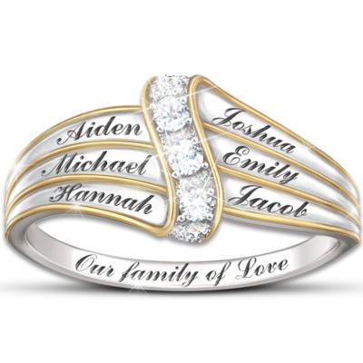 Name-Engraved Personalized Diamond Ring: Our Family Of Love