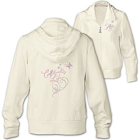 Breast Cancer Support Womens Hoodie: Celebrate Life