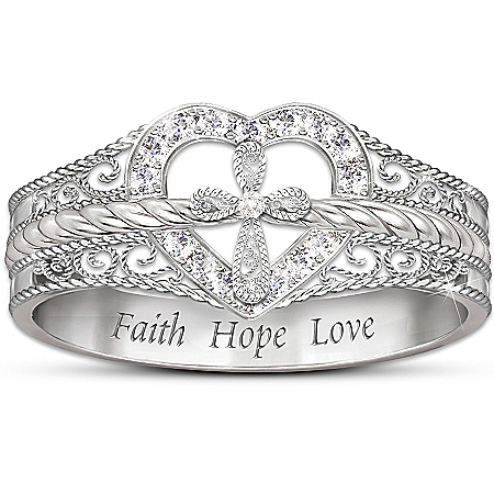 Blessed Inspiration Diamond Ring: Faith Hope Love
