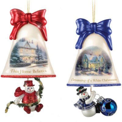 Christmas Ornaments: Thomas Kinkade Ringing In The Holidays Ornament Set: Set 3