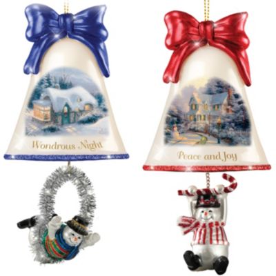 Christmas Ornaments: Thomas Kinkade Ringing In The Holidays Ornament Set: Set 6