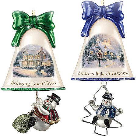 Christmas Ornaments: Thomas Kinkade Ringing In The Holidays Ornament Set: Set 7