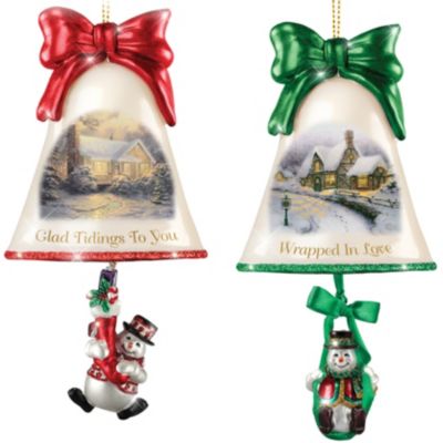 Christmas Ornaments: Thomas Kinkade Ringing In The Holidays Ornament Set: Set 8