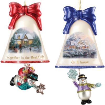 Christmas Ornaments: Thomas Kinkade Ringing In The Holidays Ornament Set: Set 9