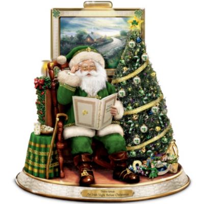 Thomas Kinkade An Irish Night Before Christmas Tabletop Talking Santa Centerpiece