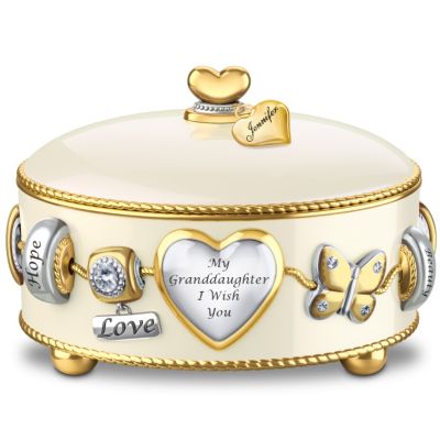 Granddaughter, I Wish You Heirloom Porcelain Personalized Music Box