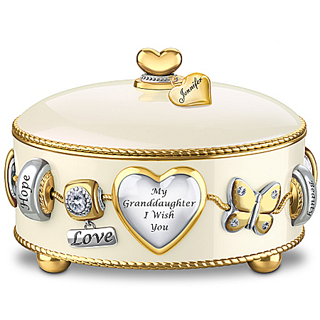Granddaughter, I Wish You Heirloom Porcelain Personalized Music Box