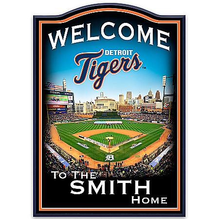 Wall Decor: Detroit Tigers Personalized Welcome Sign Wall Decor