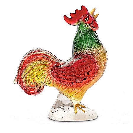 Radiant Rooster Crystal Sculpture