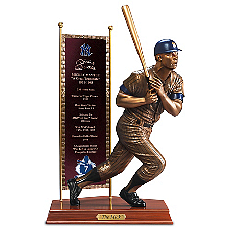 Hand-Painted MICKEY MANTLE Cold-Cast Bronze Sculpture