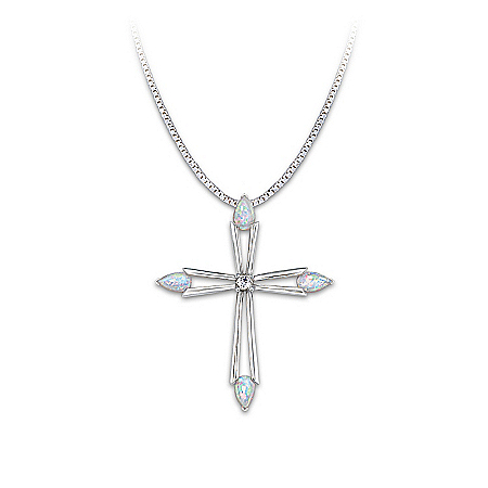 Opal And Diamond Cross Pendant Necklace: Faith's Inspiration