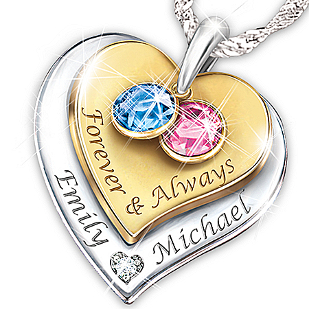 Women's Necklace: Forever & Always Personalized Diamond Pendant Necklace