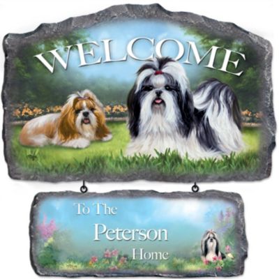 Lovable Shih Tzus Personalized Welcome Sign Wall Decor