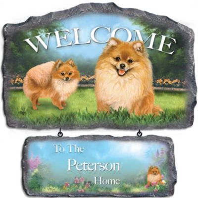 Lovable Pomeranians Personalized Welcome Sign Wall Decor