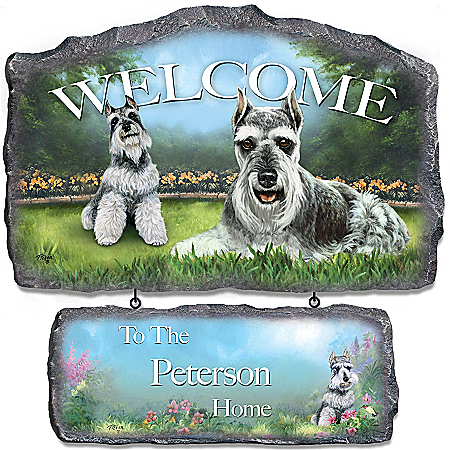 Lovable Schnauzers Personalized Welcome Sign Wall Decor