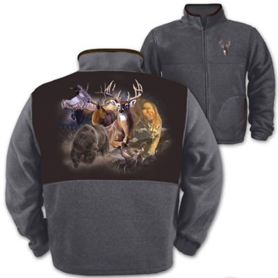 Wildlife Men's Fleece Jacket: Northwoods Big Game