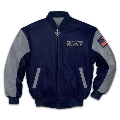 Men's Varsity-Style Jacket: Navy Pride