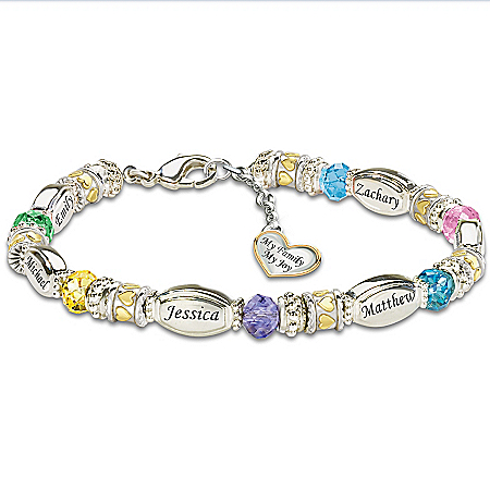 Personalized Birthstone Bracelet: My Family, My Joy