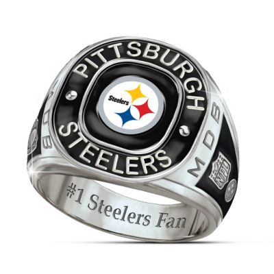 Pittsburgh Steelers Personalized Stainless Steel Mens Ring