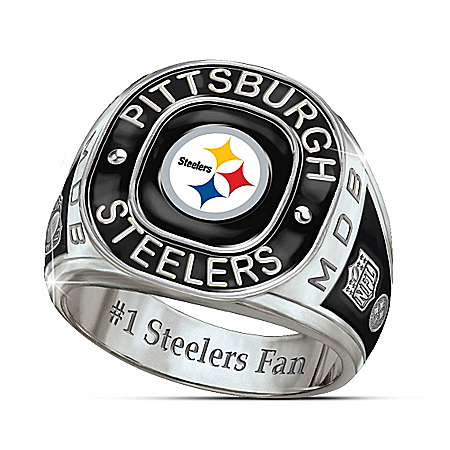 Pittsburgh Steelers Personalized Stainless Steel Mens Ring