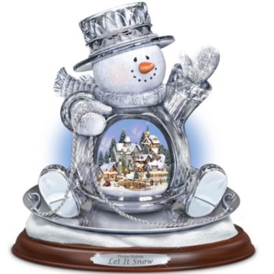 Thomas Kinkade Crystal Snowman Sculpture: Let It Snow