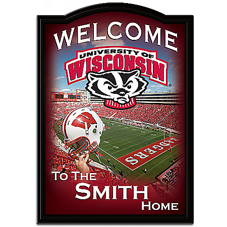 Wisconsin Badgers Personalized Welcome Sign Wall Decor