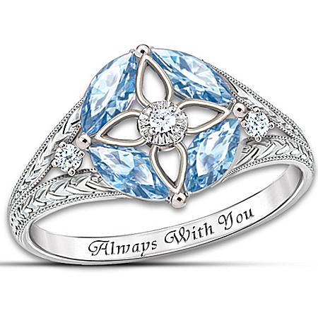 Women's Ring: Light Of Faith Blue Topaz And Diamond Ring