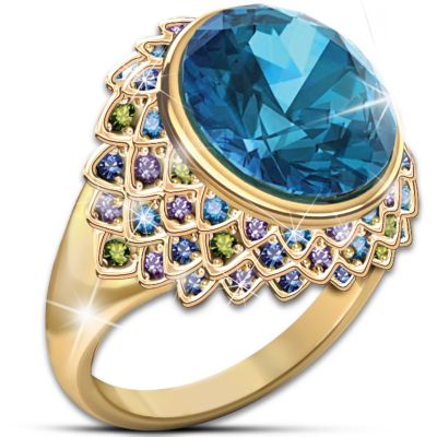 Ring: Peacock Fantasy Diamonesk 18K Gold-Plated Women's Ring