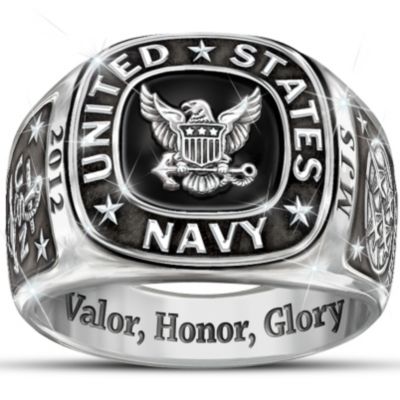 Navy Personalized Mens Ring